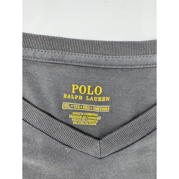 Polo Ralph Lauren Mens XXL V Neck T-Shirt Lot 2 Pack Beige Black Pony Logo - Picture 2 of 14